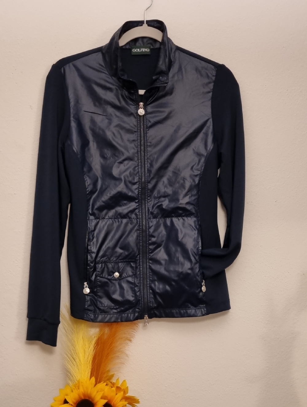 GOLFINO Women's Navy Hybrid Bomber Jacket